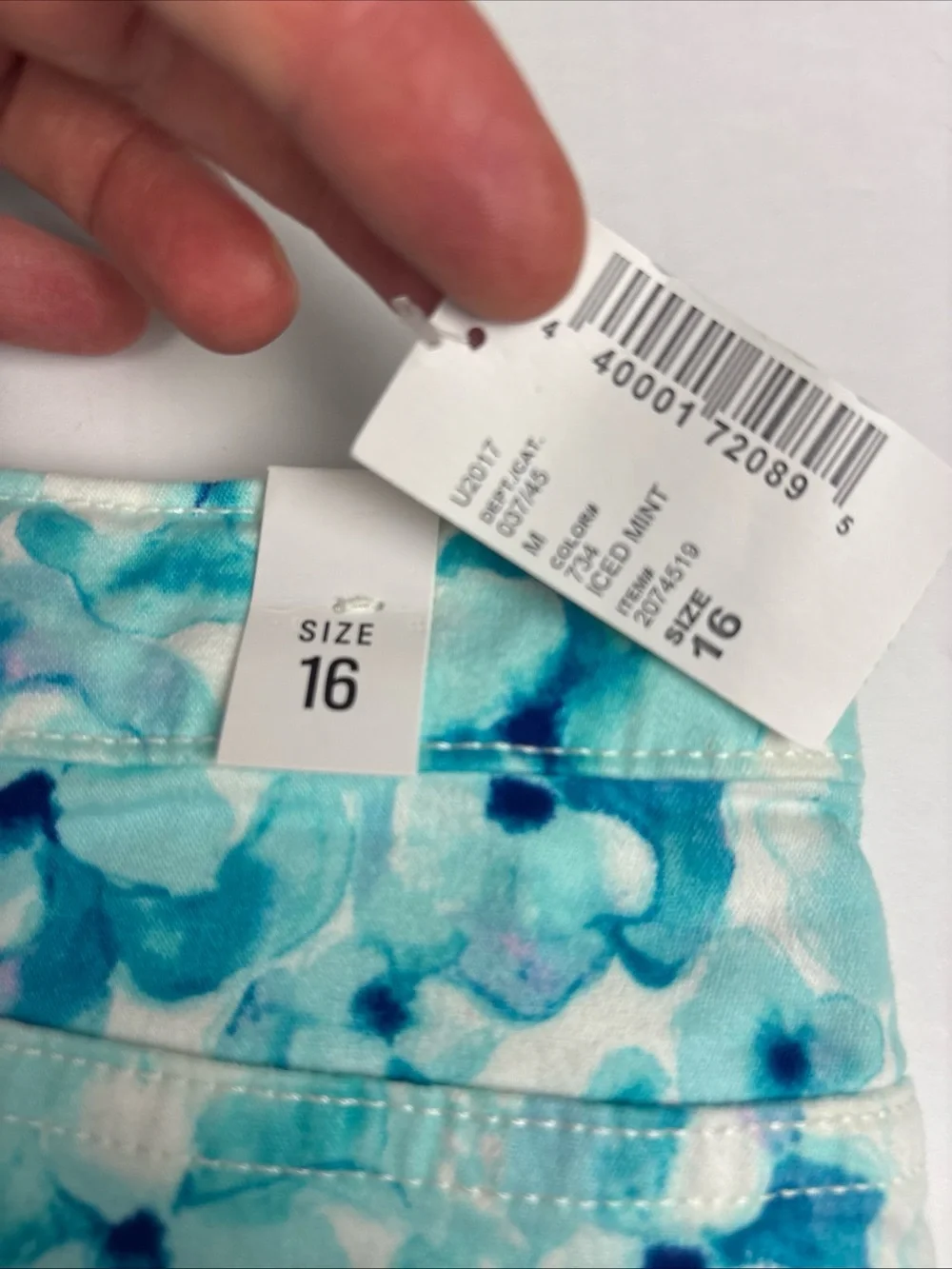 Childrens Place Girls Size 16 Pants New Tags Floral Iced Mint Slim Cotton Blend